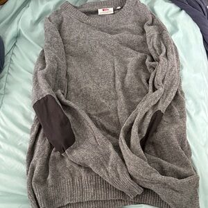 Fjallraven Gray Sweater with Black Elbow Patches